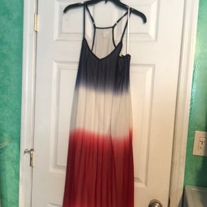 Red white and blue flowing dress